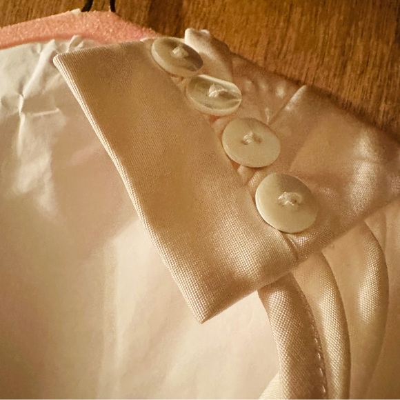 Lafayette 148 Silk Blouse - high button neck & tie at waist or hip. Cream - Picture 4 of 5